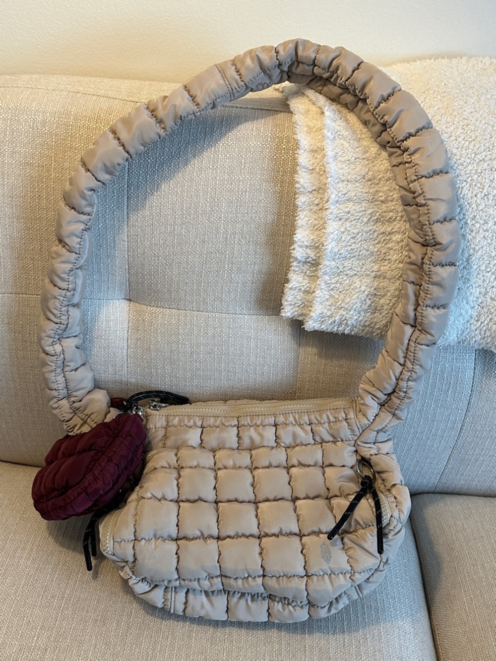 FP Movement by Free People Quilted Taupe Shoulder/Crossbody bag